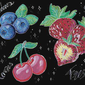 Arándanos, cerezas y fresas